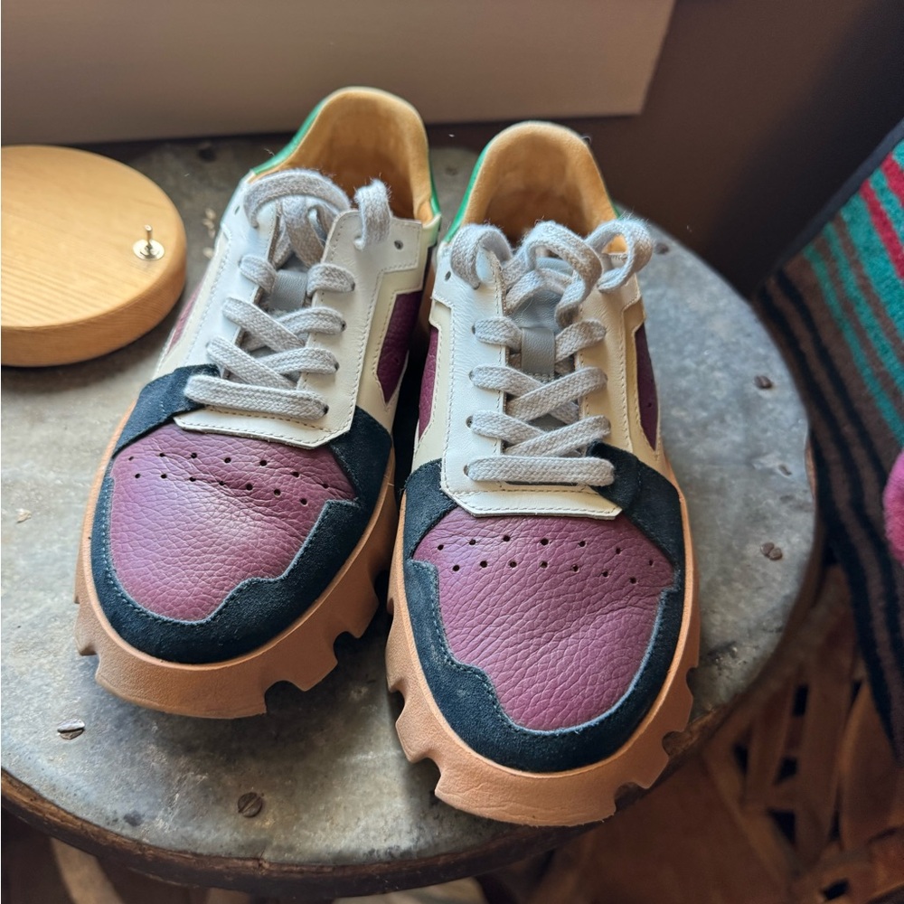 4CCCCEES Multi Colored Leather Casual Shoe Blue, Maroon, Green